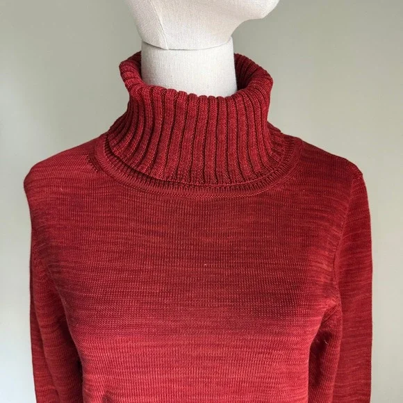 Peruvian Connection Pima Cotton Red Turtleneck Sweater Women's Medium - Picture 2 of 8